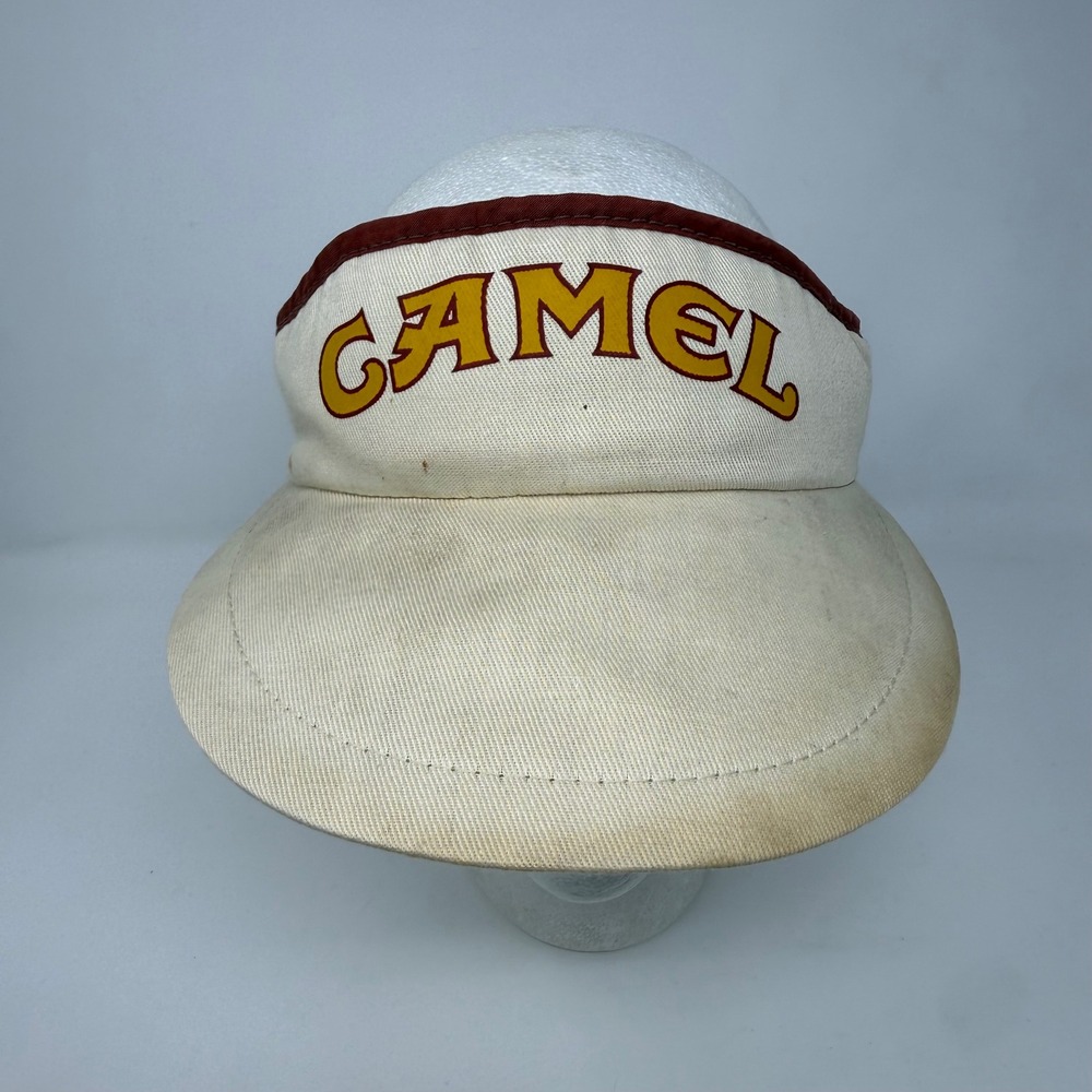 Vintage Camel Joe Cigarette Promo Sun Visor Hat Off-White Canvas Adjustable 90s